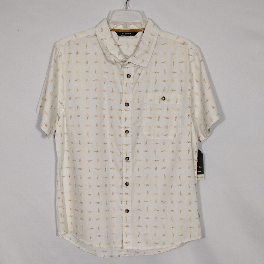 NWT Horizon By Bass Creek Outfitters Men's Cream Aztec Print Cotton Shirt Sz L